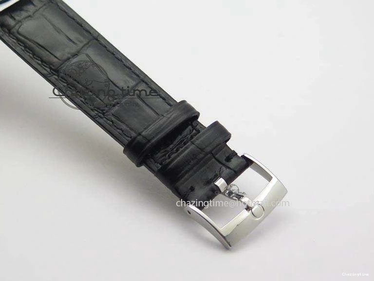 0814 De Ville MK 1:1 Best Edition SS White Dial On Black Leather Asian Seagull T1701 (Sec@6) Sporty 8244